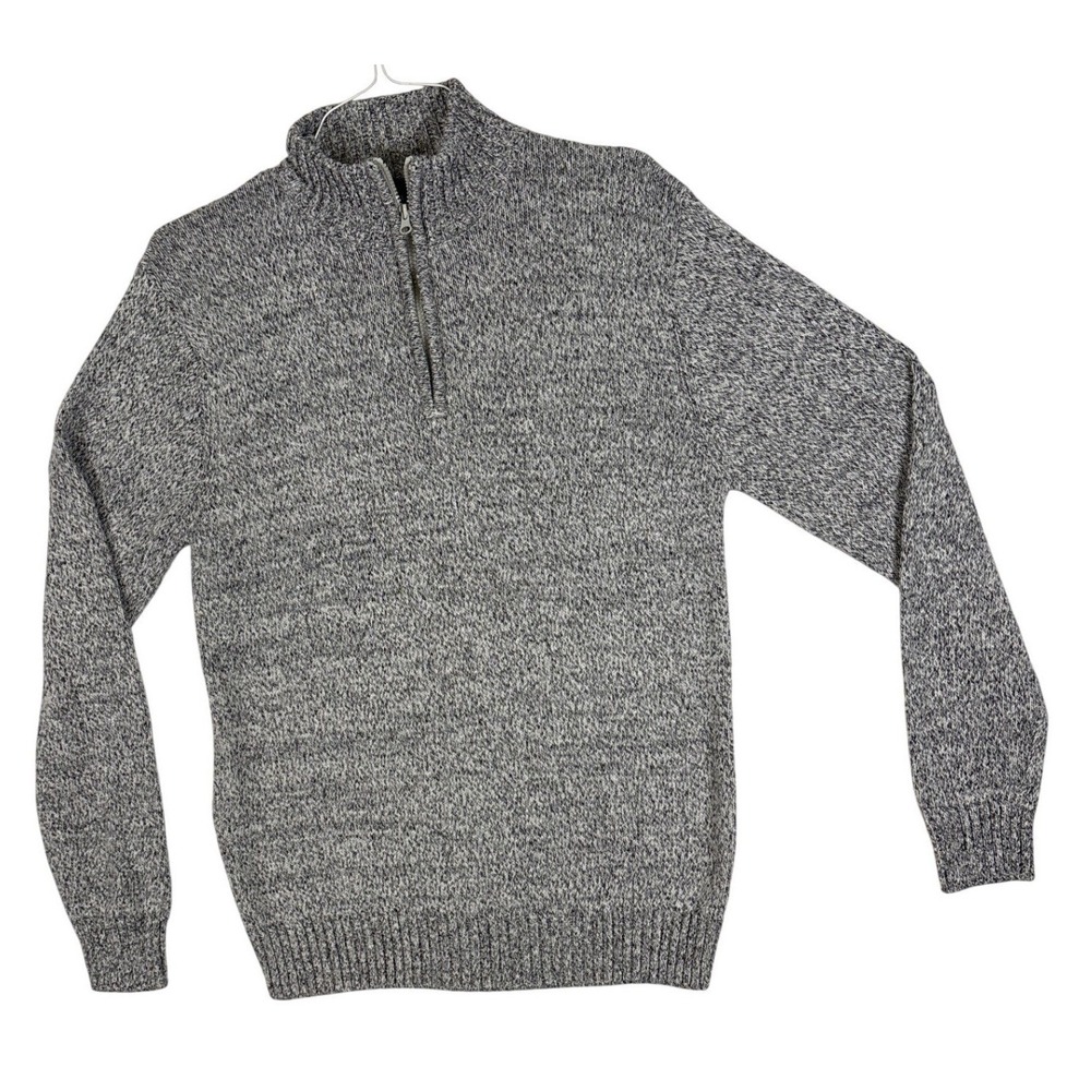Rion P Los Angeles Mens XL Quarter Zip Sweater Marled Grey Cotton Pullover
